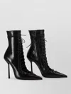 Le Silla Colette Lace-up Leather Ankle Boot In Black