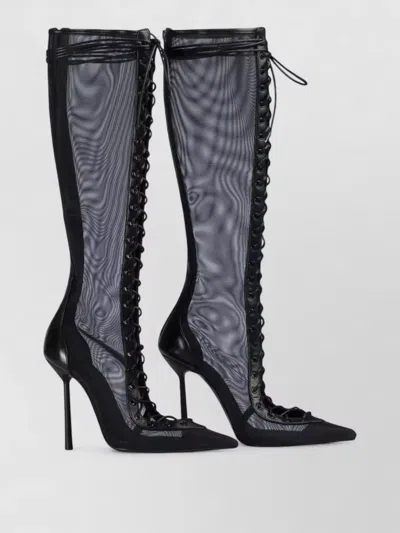 Le Silla Colette Nemesi Mesh Lace Up Boots In Black