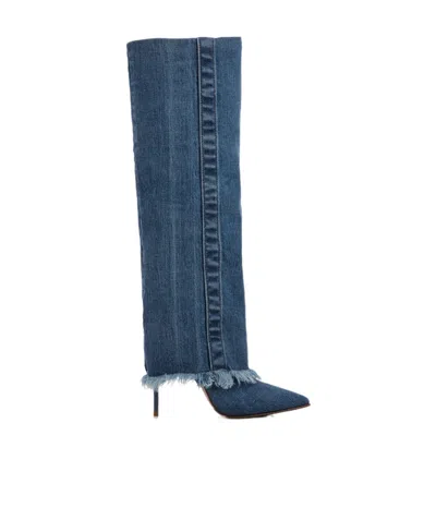 Le Silla Cowboy Flanging Boots In Blue