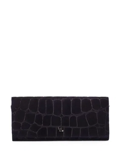 Le Silla Crocodile-effect Suede Clutch Bag In White