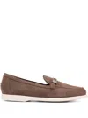 Le Silla Crystal-buckle Loafers In Brown