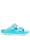 Le Silla Crystal-embellished Side-buckle Sandals In Blau