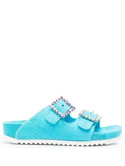 Le Silla Crystal-embellished Side-buckle Sandals In Blau