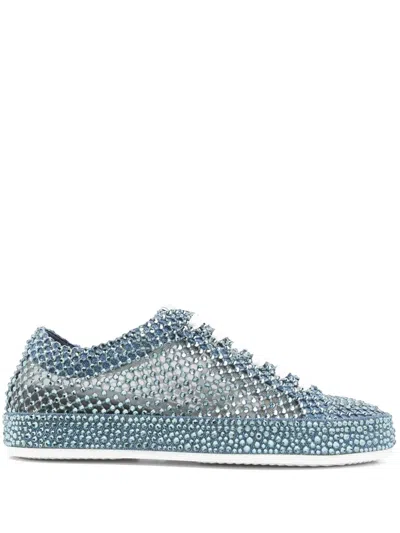 Le Silla Crystal-embellished Sneakers In Blue