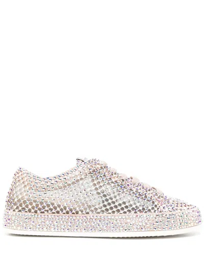 Le Silla Crystal-embellished Sneakers In Neutrals