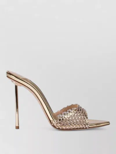 Le Silla Crystal Mesh Open Toe Stiletto Mules
