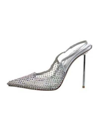 Pre-owned Le Silla Crystal Patterned Slingback Pumps