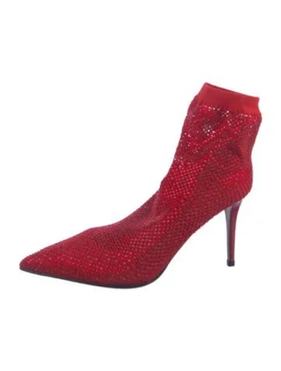 Pre-owned Le Silla Crystal Printed Sock Boots In Red