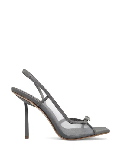 Le Silla Crystal-buckle Mesh Sandals In Gray