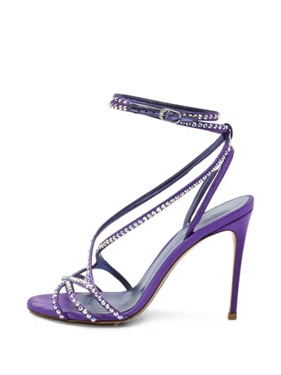 Pre-owned Le Silla Crystal-embellished Ankle-strap Sandals In Purple