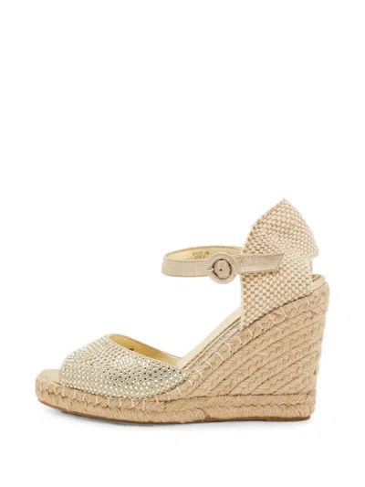 Pre-owned Le Silla Crystal-embellished Espadrille Sandals In Neutral