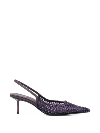 Le Silla Crystal-embellished Mesh Pumps In Purple