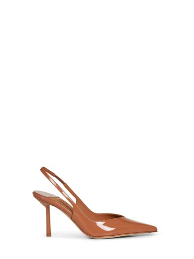 Le Silla Cuba Brown Vinyl Vivienne 80 Mm Slingback Pumps