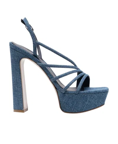 LE SILLA DENIM SANDALS WITH THICK SOLES AND HIGH HEELS