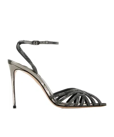 Le Silla Divina 105mm Crystal-embellished Sandals In Black