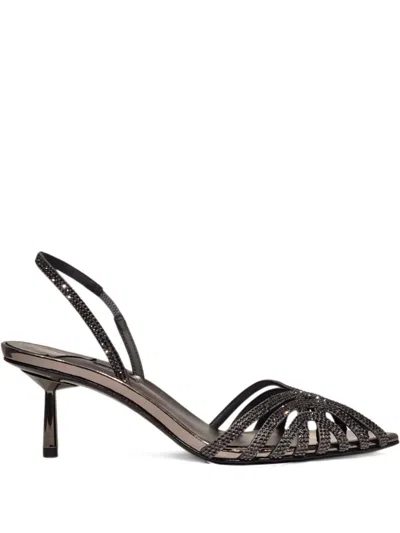 Le Silla Embellished Caged Sandals In Brown