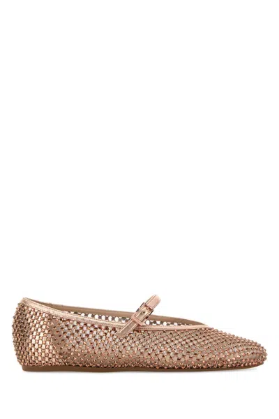 Le Silla Embellished Mesh Ballerinas In Brown