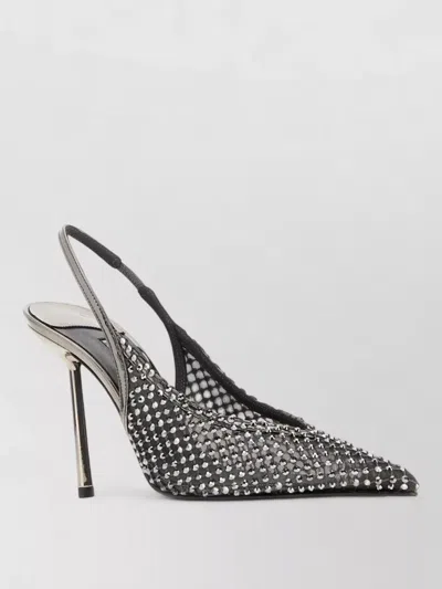 LE SILLA EMBELLISHED MESH SLINGBACK PUMPS POINTED TOE