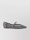 Le Silla Embellished Pointed Toe Ballet Flats With Textured Surface