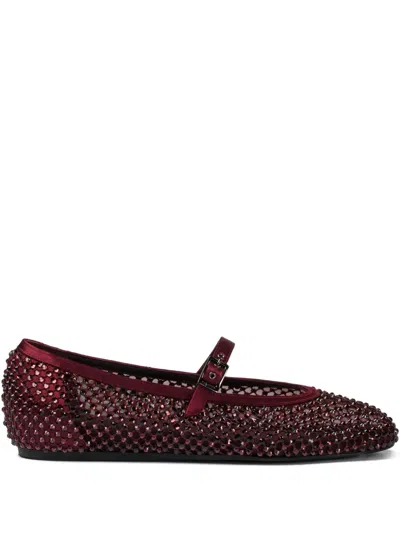 Le Silla Embellished Satin Ballet Flats In Red