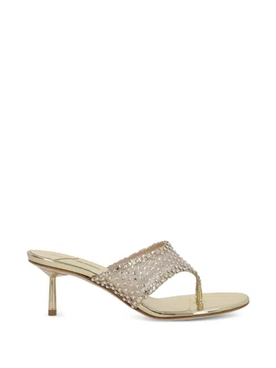 Le Silla Embellished T-strap Sandals In Gold
