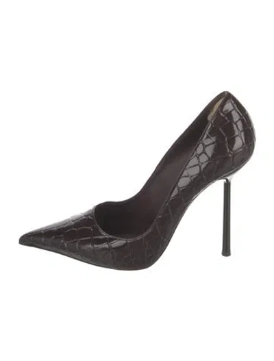 Pre-owned Le Silla Embossed Leather Printed Pumps In Burgundy