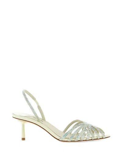 Le Silla Embrace Divina Rhinestone Elastic Sandals In Green