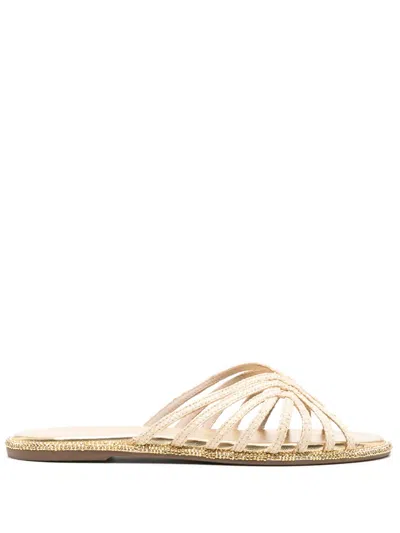 Le Silla Embrace Flat Raffia Sandals In Neutrals