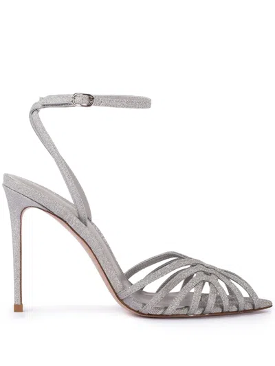 Le Silla Embrace Glitter Sandals In Silver