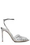 Le Silla Embrace Lame' Fabric Sandals In Silver