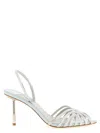 Le Silla Grey Leather Heels In Silver