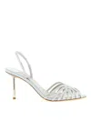 Le Silla Grey Leather Heels In Multi