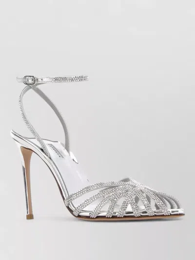 Le Silla Embrace Sandals Leather Open Toe Stiletto In Silver