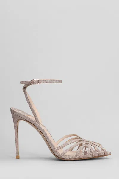 Le Silla Embrace Sandals In Powder Glitter In Beige