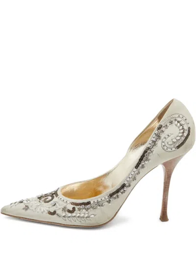 Pre-owned Le Silla Embroidered Pointed-toe Pumps