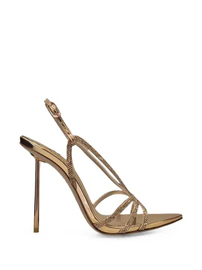 Le Silla Euginie Crystal-embellished Pointed-toe Sandals In Gold