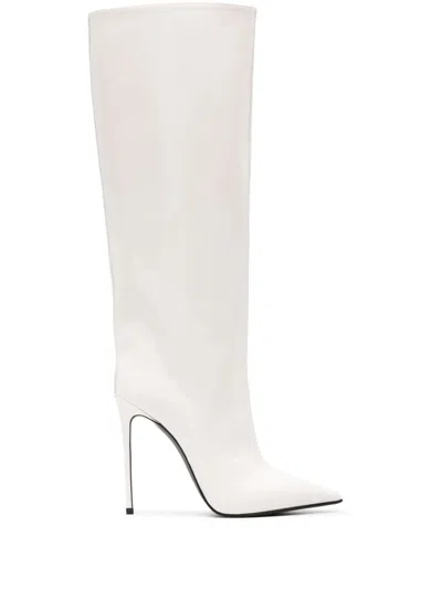 Le Silla Eva 120mm Patent Leather Boots In Beige