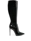 Le Silla Eva 120mm Crocodile-embossed Boots In Black
