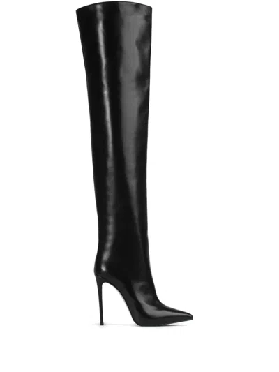 Le Silla Bella 120mm Pointed-toe Leather Boots In Black
