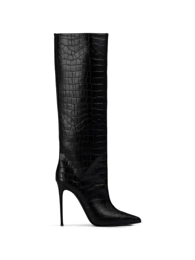 Le Silla Eva Croc-effect Boots In Black