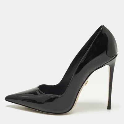 Pre-owned Le Silla Eva Size 37.5 Black Patent Leather Pointed Toe Pumps