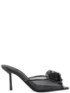 Le Silla Floral-appliqué Sandals In 黑色