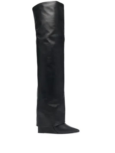 Le Silla Foldover-top Knee-length 125mm Boots In Black