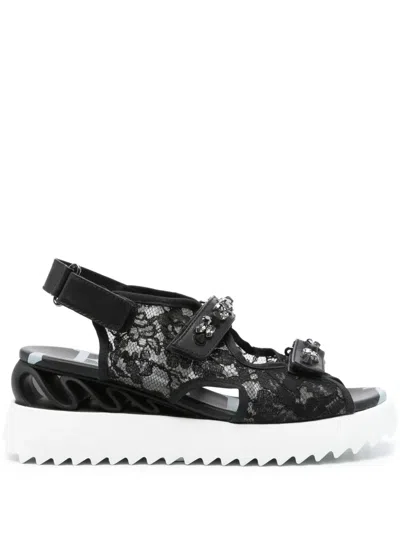 Le Silla Gem-embellished Laced Sandals In Black