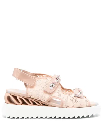 Le Silla Gem-embellished Laced Sandals In Pink