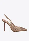 Le Silla Gilda 100 Crystal Mesh Slingback Pumps In Gold