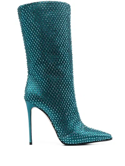 Le Silla Gilda 120mm Crystal-embellished Boots In Blue