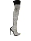 Le Silla Gilda 120mm Rhinestone Fishnet Boots In Black