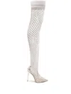 Le Silla Gilda 120mm Rhinestone Fishnet Boots In Gold