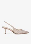 Le Silla Gilda 60 Crystal Mesh Slingback Pumps In Gold